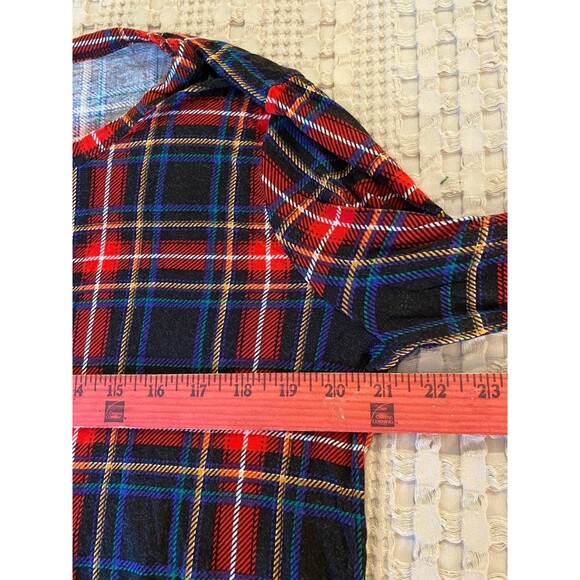 24/7 Top Plus Size XL Red Navy Plaid Blouse  +Stretch Super Soft  Extra Long - Picture 10 of 11